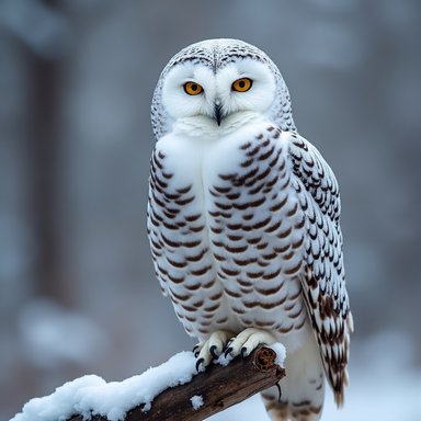 OrbitQuant W4A4 (Ours): A snowy owl perched on a branch, intricate feathers, winter atmosphere, ultra detailed nature photography